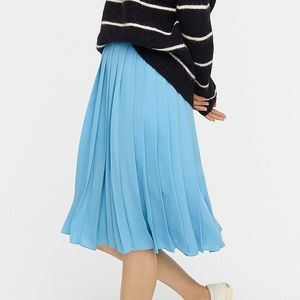 NWT J Crew Pleated Midi Skirt (Light Monaco Blue)